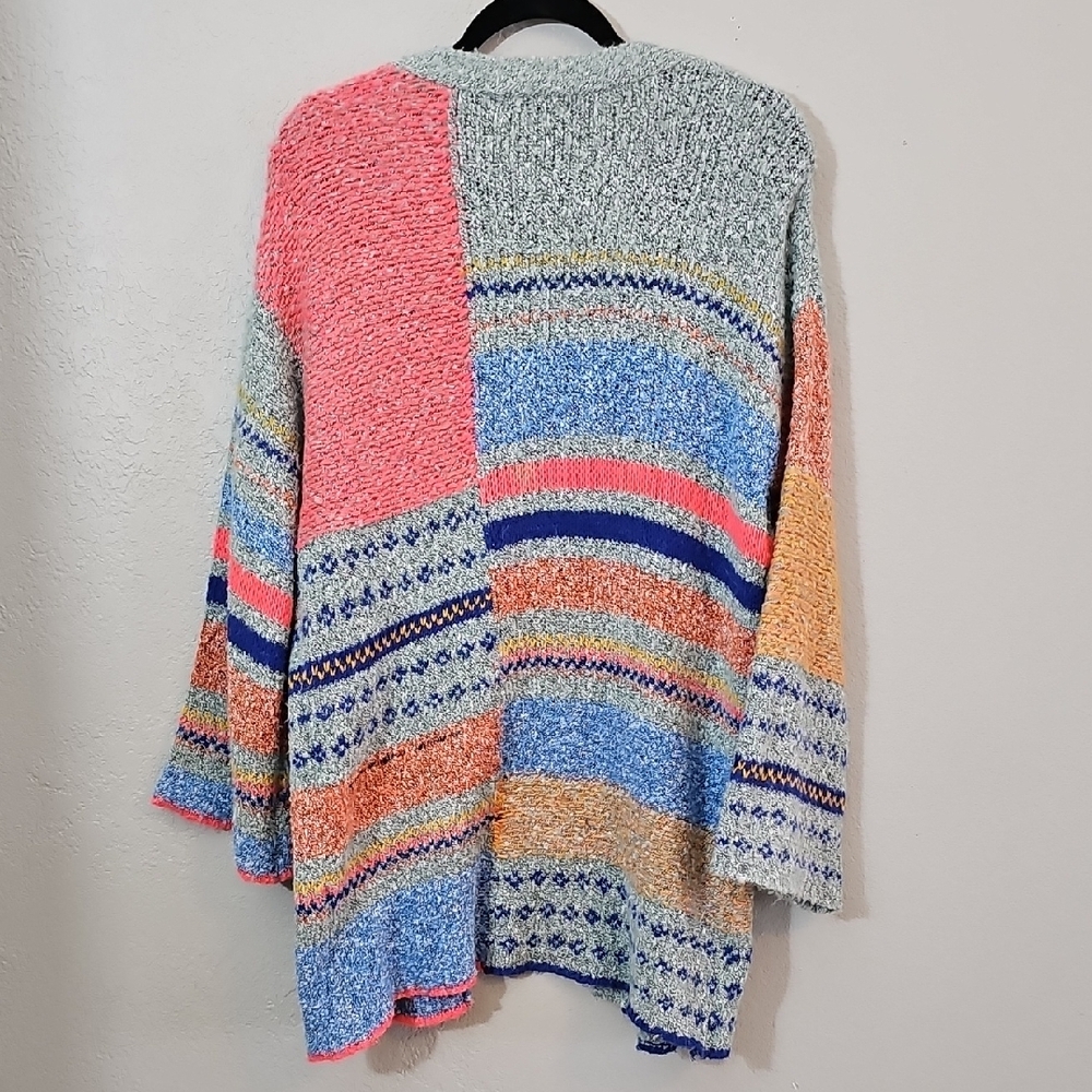 Sincerely Jules Multicolor Striped Open Front Cardigan Bell Sleeve Womens Small - Picture 6 of 7